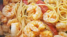 Espaguete à Marguerite com camarão 