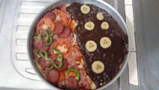 Pizza meio a meio com fermento químico
