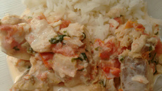 Cação com creme de leite