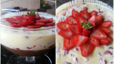 Ganache de chocolate com morangos