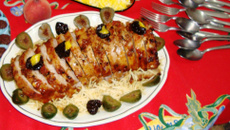 Lombo recheado com ameixas