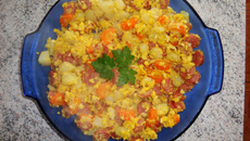 Calabresa com batata e cenoura