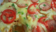 Torta de batata recheada com frango e calabresa