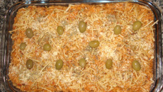 Lasanha de frango e batata palha