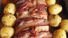 Rocambole de frango com bacon