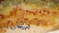 Arroz de forno com purê de batata