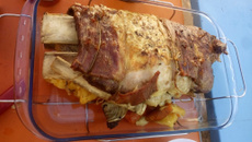 Costela recheada com mandioca e batata