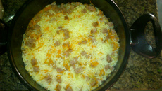 Arroz com linguiça e cenoura