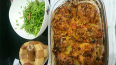 Frango assado com batata da Jujufe