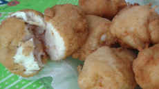 Frango empanado recheado