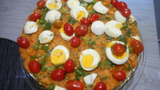 Cuscuz com cabeça de salmão