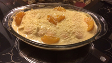 Pavê de pêssego com chocolate branco