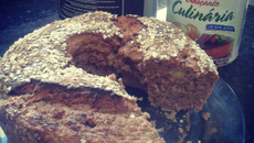 Bolo proteico 100%  integral de banana, whey e aveia