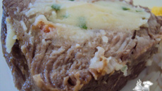 Contrafilé recheado com creme de batata