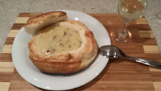 Creme de batata com alho poró e bacon