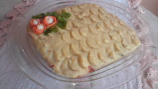 Purê de batatas com catupiry recheado com carne seca