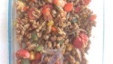 Proteína de soja com pimentão e cebola