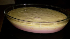 Delícia de abacaxi e mousse de morango