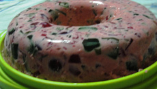 Mousse de gelatina colorida