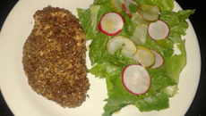 Peito de frango com crosta de linhaça