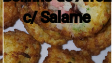 Bolinho de arroz com salame