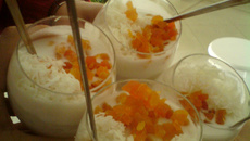 Gelado de tapioca com frutas