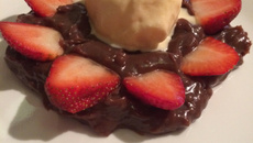 Carpaccio de morango com Sorvete