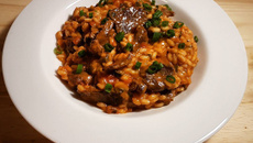Risoto de picanha com tomate e gorgonzola