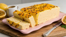 Mousse de maracujá de corte firme e cremosa sem gelatina e sem ovo