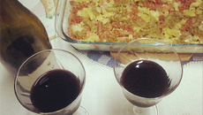 Macarrão ao forno com presunto e mussarela