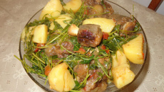 Rabada com batata e agrião