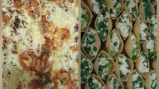 Conchinhas recheadas com molho de berinjela