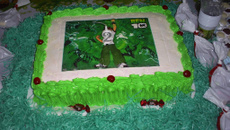 Bolo de fubá com calda de chocolate