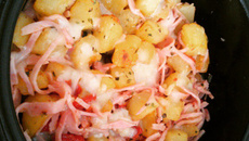 Batata sauté com presunto e tomate seco