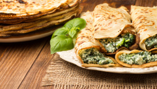 Panqueca de espinafre com cream cheese sem glúten e sem lactose