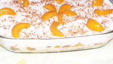 Pavê crocante de pêssego