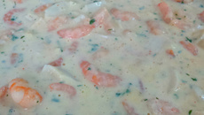 Camarão ao creme de palmito e requeijão