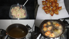 Bolinho de arroz com mortadela