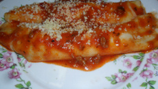 Canelone com Berinjela