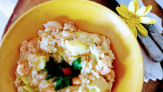 Risoto de camarão com abobrinha da Iris