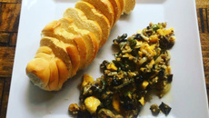 Antepasto de berinjela com banana da terra