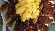 Frango assado com mel e curry