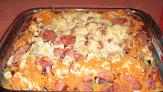 Batata com Linguiça ao molho Branco