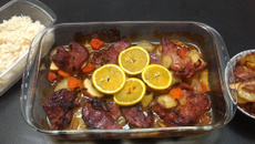 Sobrepaleta assada ao molho de laranja