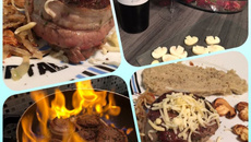 Filé flambado no uísque com purê de pimenta