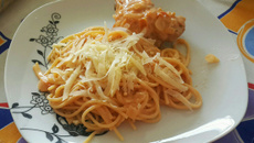 Macarrão no champagne