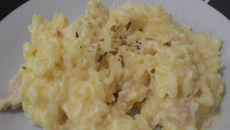Risoto de frango com creme de leite