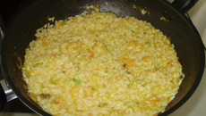 Risoto de abóbora e camarão