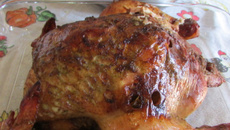 Frango recheado e assado na cerveja preta