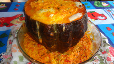 Abóbora Cabotia Recheada com Frango